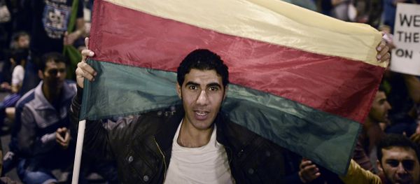 A man holds the flag of the Syrian Kurdish Democratic Union Party (PYD) A man holds the flag of the Syrian Kurdish Democratic Union Party (PYD) - Sputnik International
