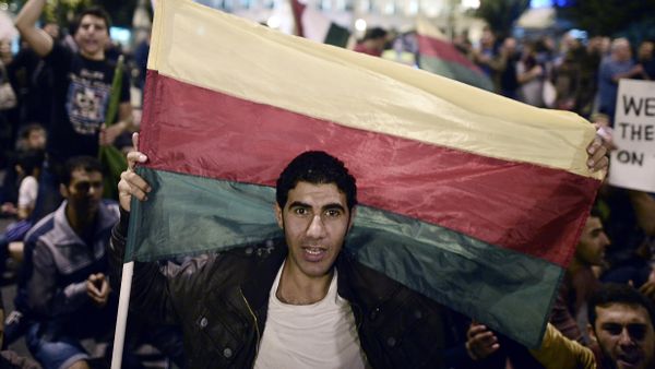 A man holds the flag of the Syrian Kurdish Democratic Union Party (PYD) A man holds the flag of the Syrian Kurdish Democratic Union Party (PYD) - Sputnik International