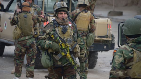 Afghan National Army (ANA) soldiers arrive for an operation near the Indian consulate in Mazar-i-Sharif on January 4, 2016 Afghan National Army (ANA) soldiers arrive for an operation near the Indian consulate in Mazar-i-Sharif on January 4, 2016 - Sputnik International