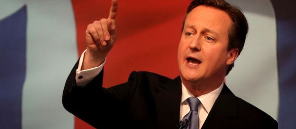 Britain's Prime Minister David Cameron gestures as he unveils the Conservative party manifesto, in Swindon, England, Tuesday April 14, 2015. Britain's Prime Minister David Cameron gestures as he unveils the Conservative party manifesto, in Swindon, England, Tuesday April 14, 2015. - Sputnik International