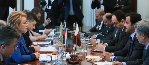 Russian Federation Council Chairman Valentina Matviyenko meets with Qatar Emir Tamim Bin Hamad Al Thani Russian Federation Council Chairman Valentina Matviyenko meets with Qatar Emir Tamim Bin Hamad Al Thani - Sputnik International