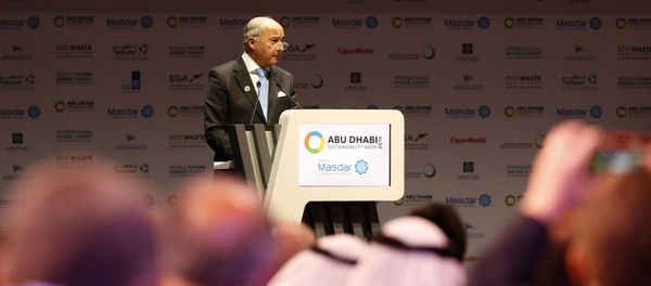 French Foreign Minister Laurent Fabius gives a speech during the 9th edition of the World Future Energy Summit on January 18, 2016 in the UAE capital Abu Dhabi French Foreign Minister Laurent Fabius gives a speech during the 9th edition of the World Future Energy Summit on January 18, 2016 in the UAE capital Abu Dhabi - Sputnik International