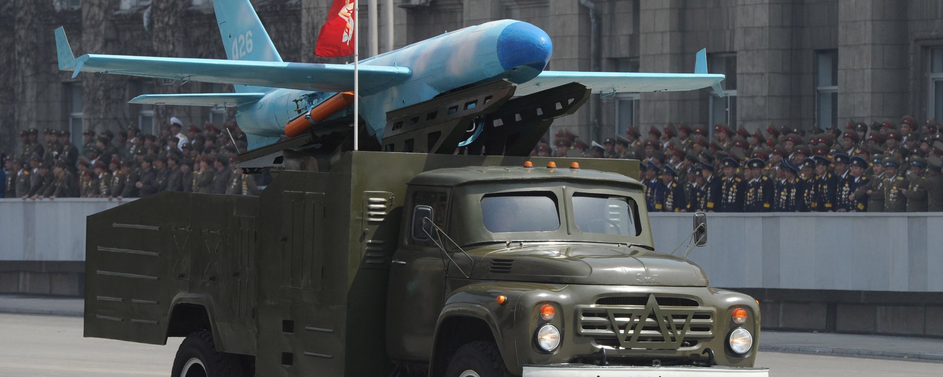 Zil-130 truck carrying a North Korean drone believed to be modeled on the US-made MQM-107D drone, at the military parade marking the 100th birthday of late North Korea founder Kim Il Sung in Pyongyang. April 15, 2012. Zil-130 truck carrying a North Korean drone believed to be modeled on the US-made MQM-107D drone, at the military parade marking the 100th birthday of late North Korea founder Kim Il Sung in Pyongyang. April 15, 2012. - Sputnik International, 1920, 05.01.2023