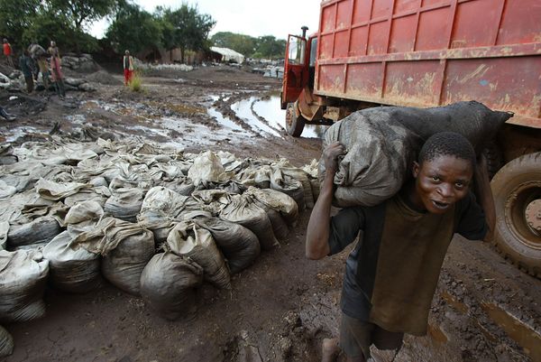 A young man carries wet cobalt on his back at the Shinkolobwe mine 35km from the town of Likasi, Democratic Republic of Congo, in this Saturday, April 10, 2004. A young man carries wet cobalt on his back at the Shinkolobwe mine 35km from the town of Likasi, Democratic Republic of Congo, in this Saturday, April 10, 2004. - Sputnik International