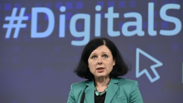 EU Commissioner of Justice, Consumers and Gender Equality Vera Jourova speaks during a joint press a joint press conference on the subject of a Creating Digital Single Market at the EU headquarters in Brussels on December 9, 2015. - Sputnik International
