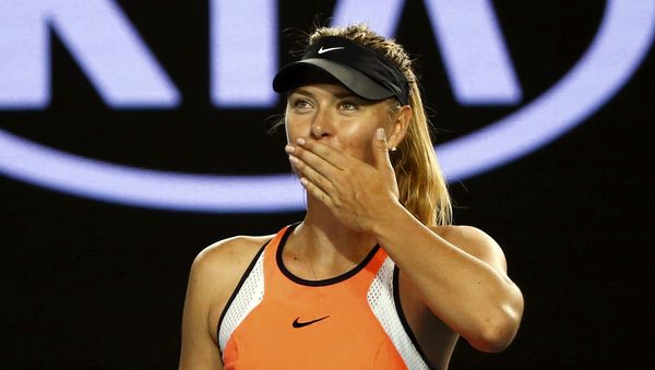 Russia's Maria Sharapova celebrates after winning her second round match against Belarus' Aliaksandra Sasnovich at the Australian Open tennis tournament at Melbourne Park, Australia - Sputnik International