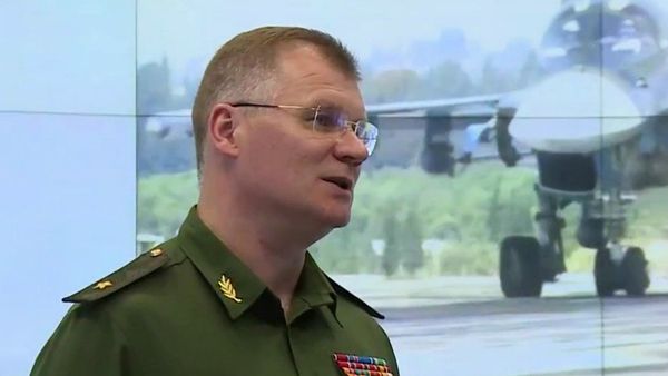 Official Representative of the Russian Ministry of Defence Major-General Igor Konashenkov during a press briefing on the situation in Syria held at the ministry's media centre - Sputnik International