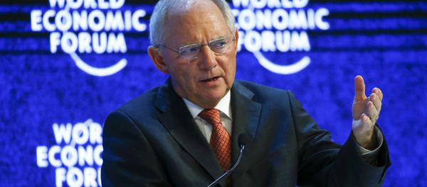 German Finance Minister Wolfgang Schaeuble gestures during the session 'The Future of Europe' at the annual meeting of the World Economic Forum (WEF) in Davos, Switzerland January 21, 2016 German Finance Minister Wolfgang Schaeuble gestures during the session 'The Future of Europe' at the annual meeting of the World Economic Forum (WEF) in Davos, Switzerland January 21, 2016 - Sputnik International
