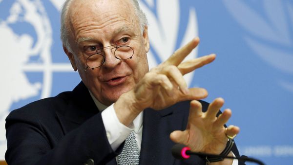 U.N. mediator for Syria Staffan de Mistura gestures during a news conference at the United Nations in Geneva, Switzerland January 25, 2016 U.N. mediator for Syria Staffan de Mistura gestures during a news conference at the United Nations in Geneva, Switzerland January 25, 2016 - Sputnik International