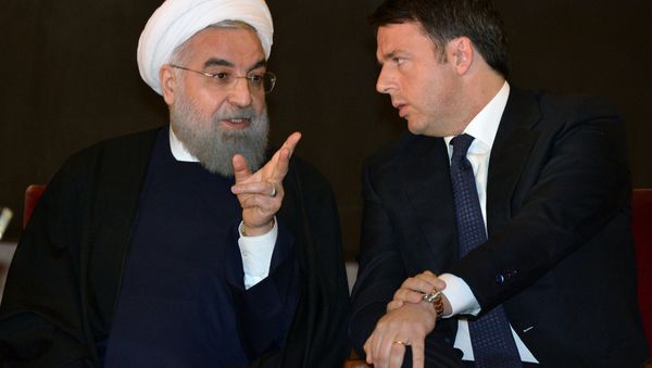 Iranian President Hassan Rouhani (L) speaks with Italian Prime Minister Matteo Renzi at the Capitol Hill in Rome on January 25, 2016 Iranian President Hassan Rouhani (L) speaks with Italian Prime Minister Matteo Renzi at the Capitol Hill in Rome on January 25, 2016 - Sputnik International
