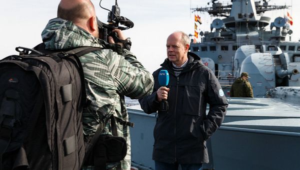 Journalists onboard the ships of the Russian permament naval group in the Mediterranean Sea Journalists onboard the ships of the Russian permament naval group in the Mediterranean Sea - Sputnik International
