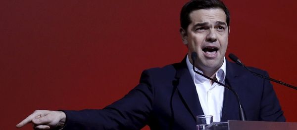 Greek Prime Minister Alexis Tsipras delivers a speech marking one year since he was first elected to power in Athens, Greece, January 24, 2016. Greek Prime Minister Alexis Tsipras delivers a speech marking one year since he was first elected to power in Athens, Greece, January 24, 2016. - Sputnik International