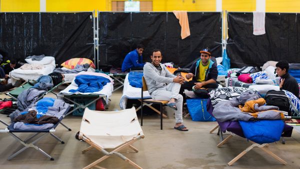 Refugees are seen in their temporary housing in a former hardware store in Hamburg, northern Germany. Refugees are seen in their temporary housing in a former hardware store in Hamburg, northern Germany. - Sputnik International