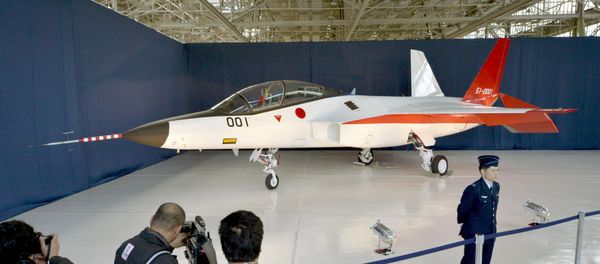 A prototype of the first Japan-made stealth fighter is pictured at a Mitsubishi Heavy Industries' factory in Toyoyama town, Aichi Prefecture, central Japan, in this photo taken by Kyodo January 28, 2016 A prototype of the first Japan-made stealth fighter is pictured at a Mitsubishi Heavy Industries' factory in Toyoyama town, Aichi Prefecture, central Japan, in this photo taken by Kyodo January 28, 2016 - Sputnik International