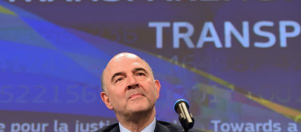 Pierre Moscovici, European commissioner for Economic and Financial Affairs, Taxation and Customs, holds a press conference on tax and financial transparency at the European Commission in Brussels on March 18, 2015. Pierre Moscovici, European commissioner for Economic and Financial Affairs, Taxation and Customs, holds a press conference on tax and financial transparency at the European Commission in Brussels on March 18, 2015. - Sputnik International