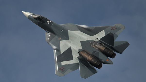 T-50 jet performs a demo flight at the MAKS 2015 International Aviation and Space Salon in Zhukovsky outside Moscow T-50 jet performs a demo flight at the MAKS 2015 International Aviation and Space Salon in Zhukovsky outside Moscow - Sputnik International