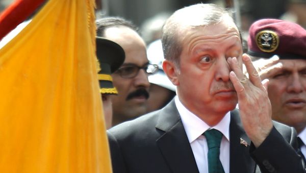 Turkish President Tayyip Erdogan rubs his eye during a diplomatic ceremony in front of Carondelet Palace in Quito, Ecuador, February 4, 2016 Turkish President Tayyip Erdogan rubs his eye during a diplomatic ceremony in front of Carondelet Palace in Quito, Ecuador, February 4, 2016 - Sputnik International