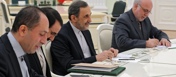 Vladimir Putin (outside frame) meets with Ali Akbar Velayati, Iranian president's special envoy and advisor for foreign affairs. File photo. Vladimir Putin (outside frame) meets with Ali Akbar Velayati, Iranian president's special envoy and advisor for foreign affairs. File photo. - Sputnik International