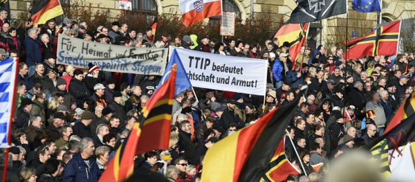Supporters of the Pegida movement (Patriotic Europeans Against the Islamisation of the Occident) gather in Dresden, eastern Germany Supporters of the Pegida movement (Patriotic Europeans Against the Islamisation of the Occident) gather in Dresden, eastern Germany - Sputnik International