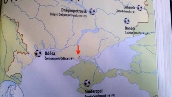 A football atlas published by Ottovo nakladatelství which depicts the Crimean Peninsula as part of Russia. - Sputnik International