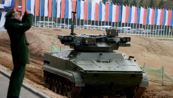 Udar robotic complex at the international exhibition Innovations Day of the Russian Defense Ministry - 2015 at the Convention and Exhibition Center of the Russian Armed Forces in Kubinka, near Moscow - Sputnik International
