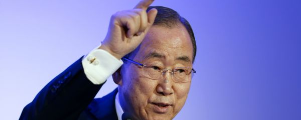 United Nations secretary general Ban Ki-moon delivers a speech during the Arctic/Svalbard presentation at the COP21 UN climate change conference in Le Bourget, northeast of Paris, on December 5, 2015 - Sputnik International