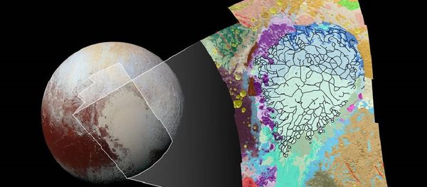 This map of the left side of Pluto’s heart-shaped feature uses colors to represent Pluto’s varied terrains, which helps scientists understand the complex geological processes at work This map of the left side of Pluto’s heart-shaped feature uses colors to represent Pluto’s varied terrains, which helps scientists understand the complex geological processes at work - Sputnik International