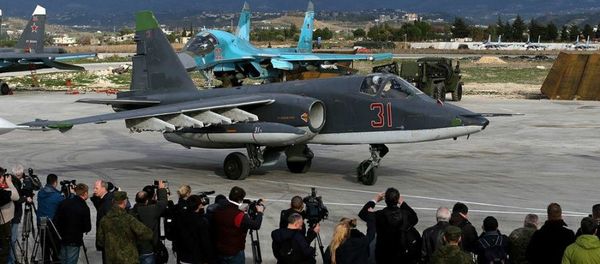 Foreign journalists at the Hmeymim airbase in Syria Foreign journalists at the Hmeymim airbase in Syria - Sputnik International
