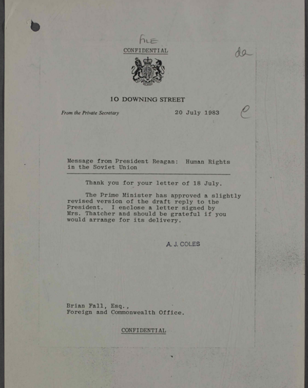 Message from President Ronald Reagan to Prime Minister Margaret Thatcher Message from President Ronald Reagan to Prime Minister Margaret Thatcher - Sputnik International