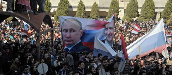 Al-Baath University students hold rally in support of Russia's military operation in Syria - Sputnik International