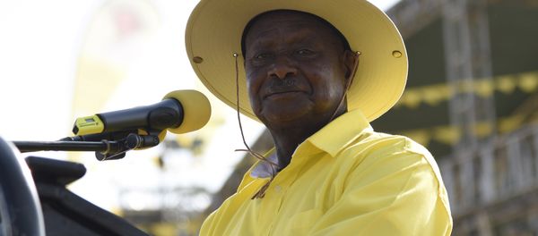This file photo taken on February 16, 2016 shows Uganda's president Yoweri Museveni addressing supporters during a rally of the ruling National Resistance Movement (NRM) party at Kololo Airstrip in Kampala - Sputnik International