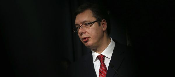 Serbian Prime Minister Aleksandar Vucic speaks during a news conference in Belgrade, Serbia, Saturday, Feb. 20, 2016 Serbian Prime Minister Aleksandar Vucic speaks during a news conference in Belgrade, Serbia, Saturday, Feb. 20, 2016 - Sputnik International