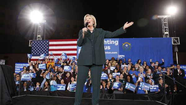 Democratic presidential candidate Hillary Clinton speaks during a rally Friday, Feb. 19, 2016, in Las Vegas Democratic presidential candidate Hillary Clinton speaks during a rally Friday, Feb. 19, 2016, in Las Vegas - Sputnik International
