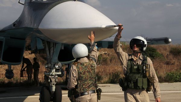 Russian war planes at Hmeimim base in Syria Russian war planes at Hmeimim base in Syria - Sputnik International