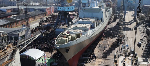 Launch of Admiral Grigorovich frigate into water Launch of Admiral Grigorovich frigate into water - Sputnik International