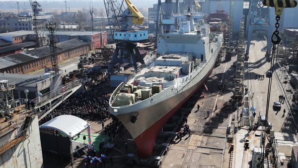 Launch of Admiral Grigorovich frigate into water - Sputnik International