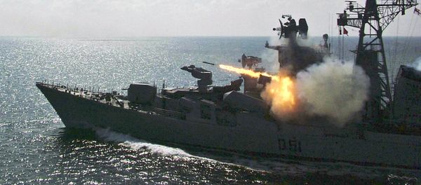 Indian Navy's warship Rajput fires rockets during a special drill in the Bay of Bengal near Paradeep, India. Indian Navy's warship Rajput fires rockets during a special drill in the Bay of Bengal near Paradeep, India. - Sputnik International