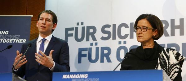 Austrian Foreign Minister Sebastian Kurz (L) and Interior Minister Johanna Mikl-Leitner address a news conference after the conference Managing Migration Together in Vienna, Austria, February 24, 2016. Austrian Foreign Minister Sebastian Kurz (L) and Interior Minister Johanna Mikl-Leitner address a news conference after the conference Managing Migration Together in Vienna, Austria, February 24, 2016. - Sputnik International