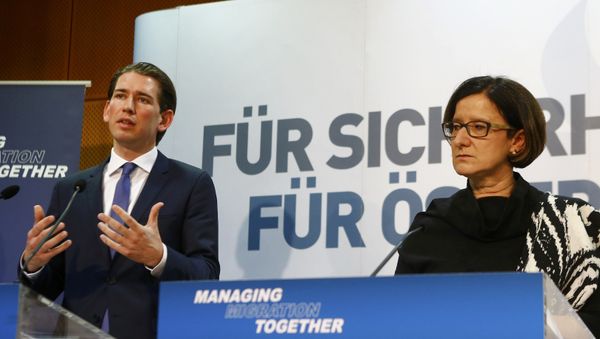 Austrian Foreign Minister Sebastian Kurz (L) and Interior Minister Johanna Mikl-Leitner address a news conference after the conference Managing Migration Together in Vienna, Austria, February 24, 2016. - Sputnik International