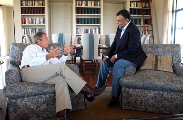 US President George W. Bush (L) meets with Saudi Arabian Ambassador to the US Prince Bandar bin Sultan at the Bush Ranch 27 August 2002 in Crawford, Texas. (File) US President George W. Bush (L) meets with Saudi Arabian Ambassador to the US Prince Bandar bin Sultan at the Bush Ranch 27 August 2002 in Crawford, Texas. (File) - Sputnik International