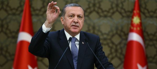 Turkey's President, Recep Tayyip Erdogan, addresses local administrators at his palace in Ankara, Turkey, Wednesday, Feb. 24, 2016 Turkey's President, Recep Tayyip Erdogan, addresses local administrators at his palace in Ankara, Turkey, Wednesday, Feb. 24, 2016 - Sputnik International