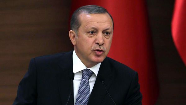 Turkish President Recep Tayyip Erdogan delivers a speech during a meeting of mukhtars (heads of towns and villages) at the Presidential Complex in Ankara on February 24, 2016 Turkish President Recep Tayyip Erdogan delivers a speech during a meeting of mukhtars (heads of towns and villages) at the Presidential Complex in Ankara on February 24, 2016 - Sputnik International