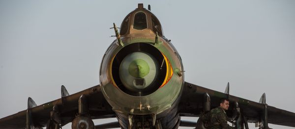 Su-22 fighter jet at the Syrian Air Force base in Homs province - Sputnik International