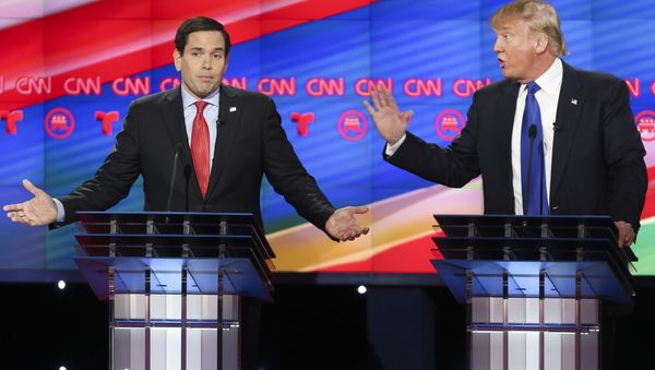 Republican presidential candidates, Sen. Marco Rubio, R-Fla, left, and businessman Donald Trump argue. - Sputnik International