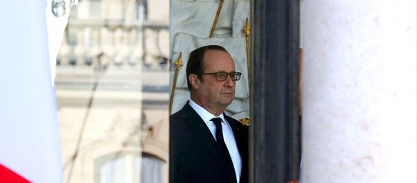 French President Francois Hollande stands in the entrance of the Elysee Palace following the weekly cabinet meeting in Paris, France, March 2, 2016. - Sputnik International