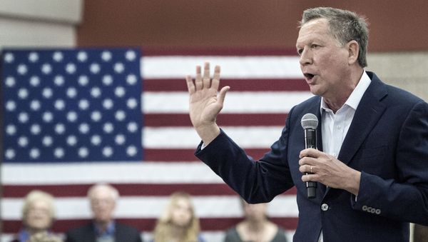 Republican presidential hopeful Ohio Governor John Kasich speaks to supporters February 22, 2016, at George Mason University, in Fairfax, Virginia. Republican presidential hopeful Ohio Governor John Kasich speaks to supporters February 22, 2016, at George Mason University, in Fairfax, Virginia. - Sputnik International