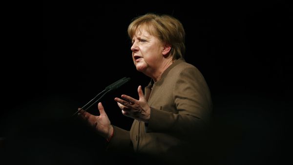 German Chancellor Angela Merkel delivers her keynote speech during the Christain Democratic Union (CDU) politial Ash Wednesday meeting in Volkmarsen, Germany February 29, 2016. German Chancellor Angela Merkel delivers her keynote speech during the Christain Democratic Union (CDU) politial Ash Wednesday meeting in Volkmarsen, Germany February 29, 2016. - Sputnik International