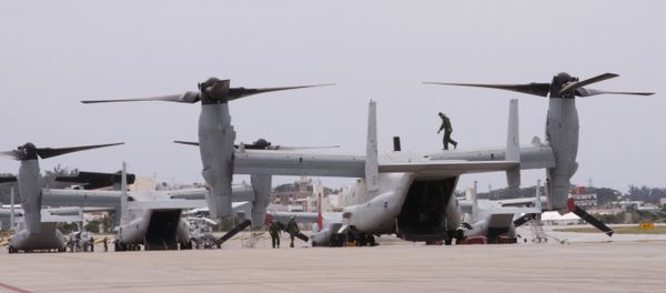 The new MV-22 Ospreys are seen at Marine Corps Air Station Futenma in Ginowan, Okinawa. The new MV-22 Ospreys are seen at Marine Corps Air Station Futenma in Ginowan, Okinawa. - Sputnik International
