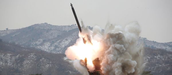 A new multiple launch rocket system is test fired in this undated photo released by North Korea's Korean Central News Agency (KCNA) in Pyongyang March 4, 2016 A new multiple launch rocket system is test fired in this undated photo released by North Korea's Korean Central News Agency (KCNA) in Pyongyang March 4, 2016 - Sputnik International