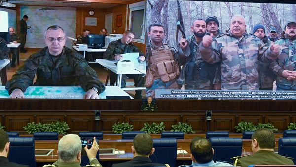 Sergei Rudskoi (C), a senior representative of the General Staff of the Russian Armed Forces, holds a briefing in Moscow on February 27, 2016 - Sputnik International